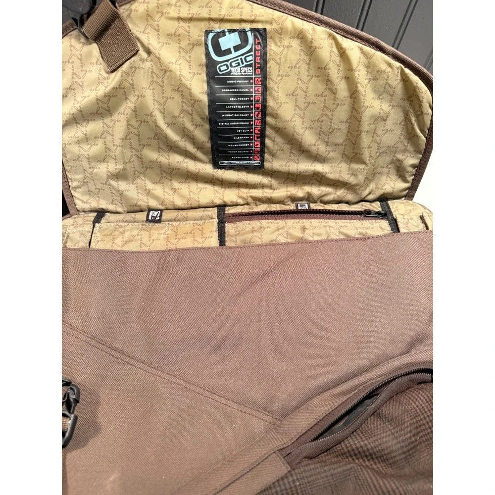 OGIO Hip Hop Messenger Bag Brown Plaid Tech Laptop Shoulder Bag Organizer
